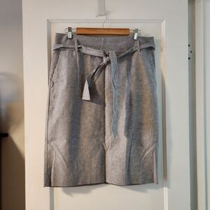 Ann Taylor Gray Pencil Skirt In Linen